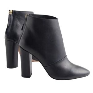 J.Crew Adele Leather Ankle Heel Boots, Zipper Closure, Black, Size 8.5